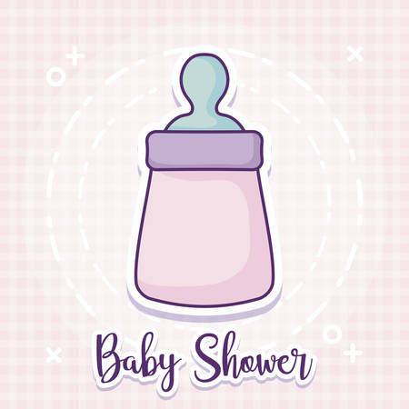 baby shower design with bottle icon over pink background, vector illustrationのイラスト素材