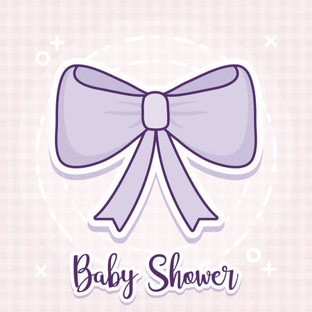 baby shower design with bow icon over pink background, vector illustrationのイラスト素材