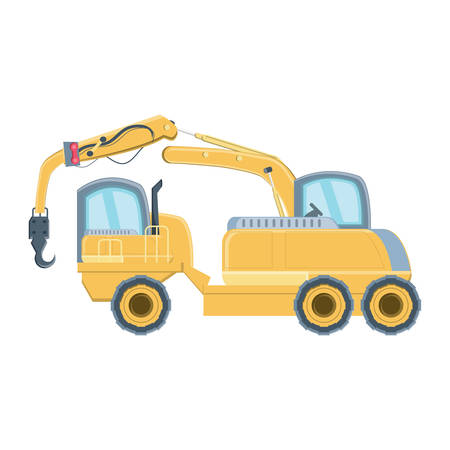 crane truck icon over white background, vector illustrationのイラスト素材