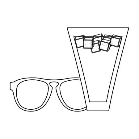 cocktail drink and sunglasses over white background, vector illustrationのイラスト素材