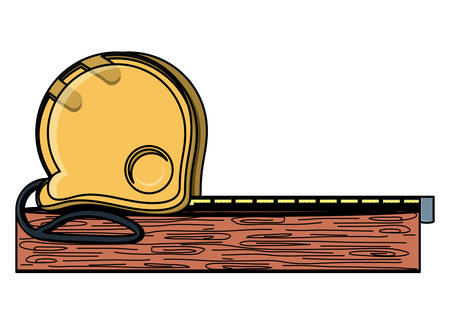 measuring tape and wood board over white background, vector illustrationのイラスト素材