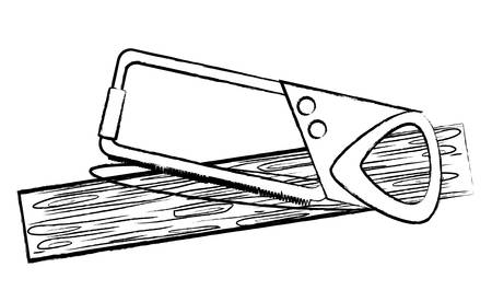 Hand saw and wood board over white background, vector illustrationのイラスト素材