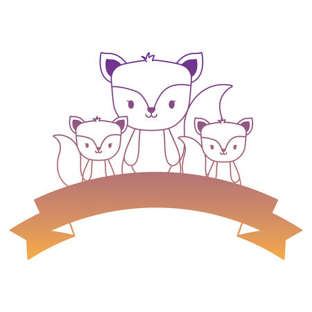 decorative ribbon and cute squirrels  over white background, vector illustrationのイラスト素材