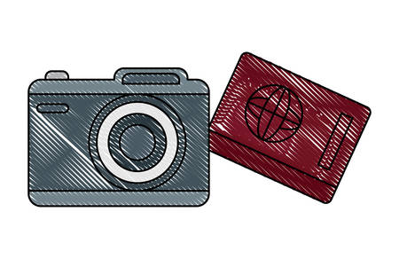 summer vacations design with photographic camera and passport over white background, vector illustrationのイラスト素材