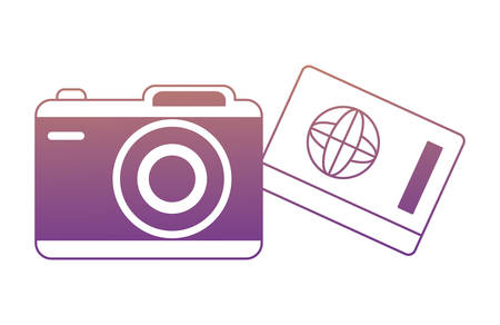 summer vacations design with photographic camera and passport over white background, vector illustrationのイラスト素材