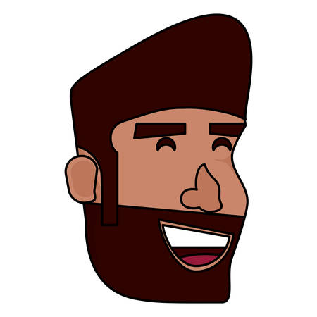 cartoon man with beard over white background, vector illustrationのイラスト素材
