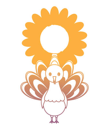 turkey and sunflower over white background, vector illustrationのイラスト素材