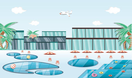 vacations place with pool scene vector illustration designのイラスト素材