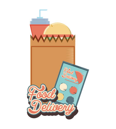 food delivery service with smartphone vector illustration designのイラスト素材