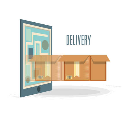 fast delivery with smartphone vector illustration designのイラスト素材
