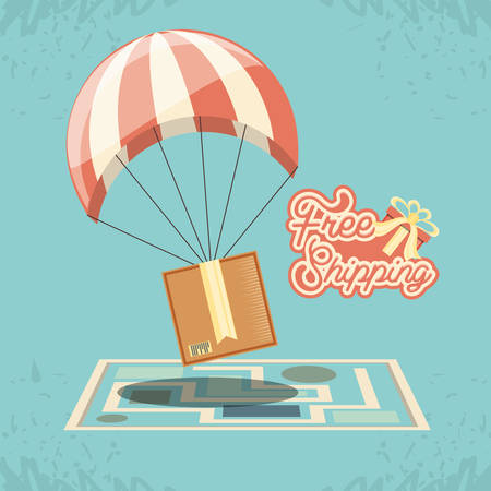 free shipping service with parachute vector illustration designのイラスト素材