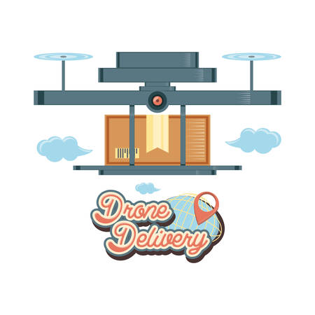 drone delivery service with box vector illustration designのイラスト素材