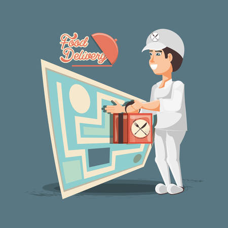 courier delivery service with paper map vector illustration designのイラスト素材