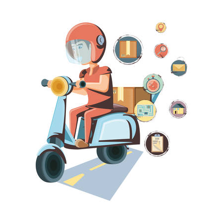 courier delivery service in motorcycle vector illustration designのイラスト素材