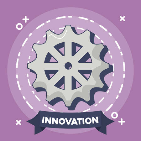 innovation and technology design with gear wheel icon over purple background, colorful design. vector illustrationのイラスト素材