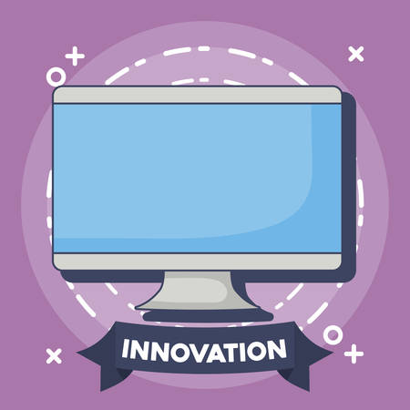 innovation and technology design with computer  icon over purple background, colorful design. vector illustrationのイラスト素材