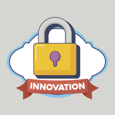decorative frame with padlock over gray background, colorful design. vector illustrationのイラスト素材