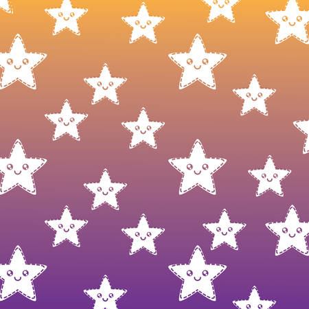 background of kawaii stars pattern, vector illustrationのイラスト素材