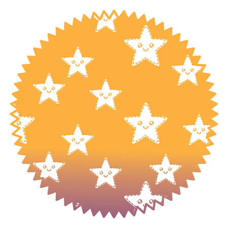 seal stamp with kawaii stars pattern over white background, colorful design. vector illustrationのイラスト素材