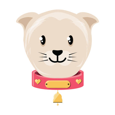 cute cat with collar  over white background, vector illustrationのイラスト素材