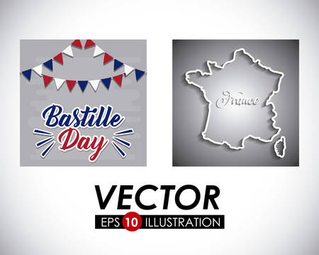 Bastille day desgin with france related icons over white background, vector illustrationのイラスト素材