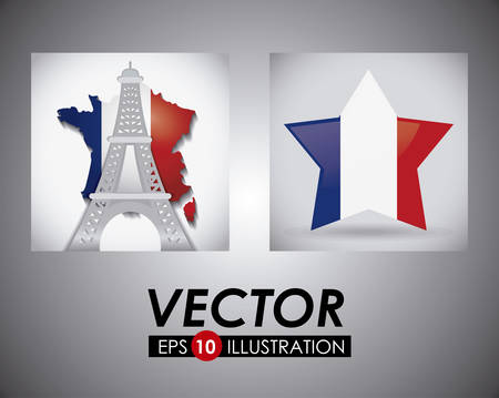 Bastille day desgin with france related icons over gray background, vector illustrationのイラスト素材