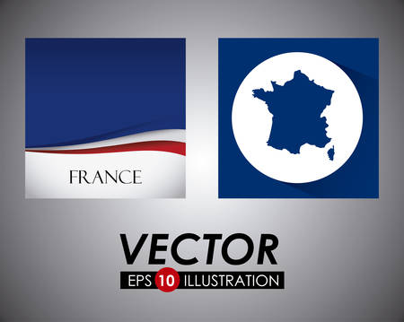 france design with flag and map over gray background, colorful design. vector illustrationのイラスト素材