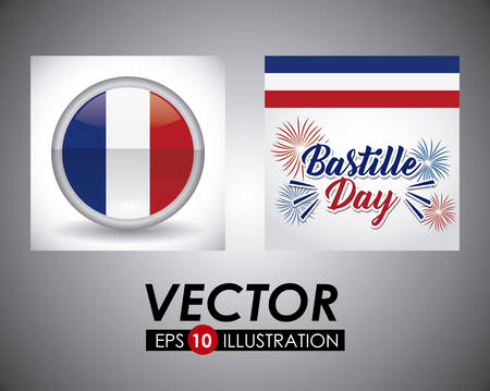 Bastille day desgin with france related icons over gray background, vector illustrationのイラスト素材