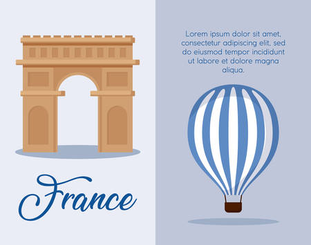 infographic of france culture and food over blue background, colorful design. vector illustrationのイラスト素材