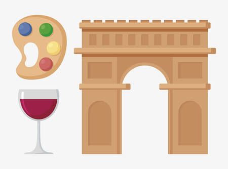 Icon set of france culture concept over white background, colorful design. vector illustrationのイラスト素材