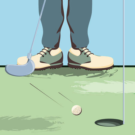 golfer feet on golf course vector illustration designのイラスト素材