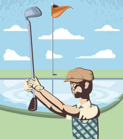 golf player in the course vector illustration designのイラスト素材