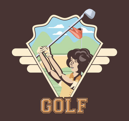 golf player woman in the course vector illustration designのイラスト素材
