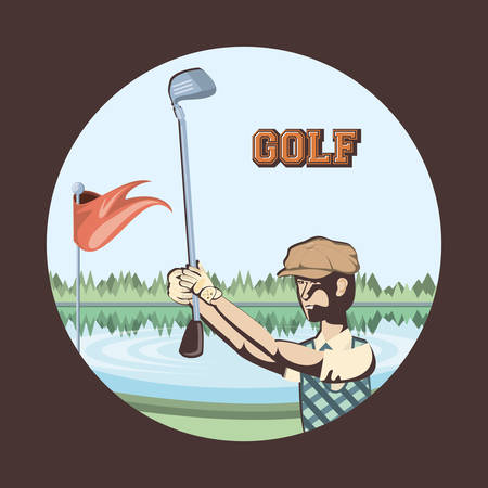 golf player in the course vector illustration designのイラスト素材