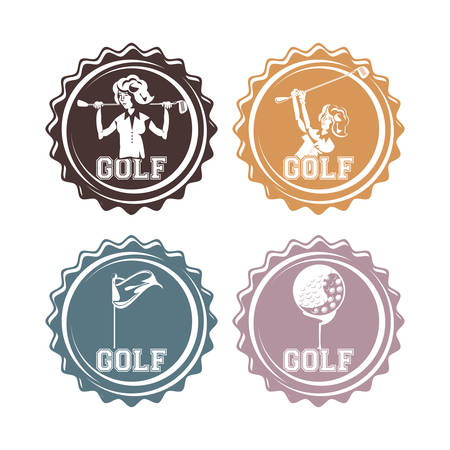 golf players seals stamps vector illustration designのイラスト素材