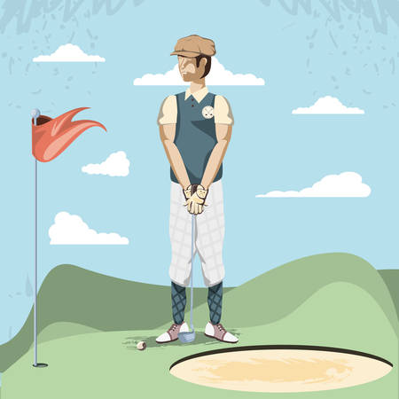 golf player in the course vector illustration designのイラスト素材