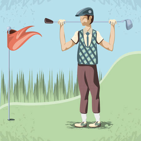 golf player in the course vector illustration designのイラスト素材