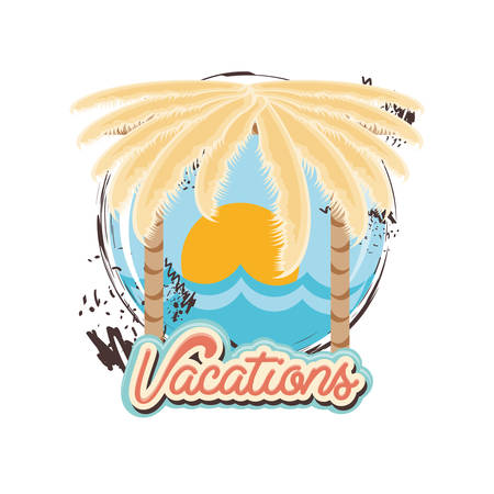 travel vacation with summer landscape vector illustration designのイラスト素材