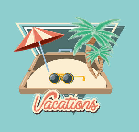travel vacation beach umbrella vector illustration designのイラスト素材