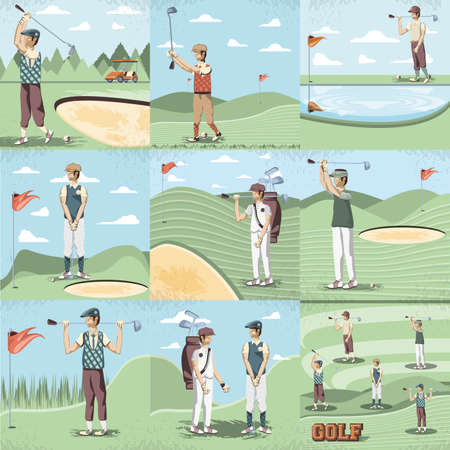 golf player women in the course vector illustration designの写真素材