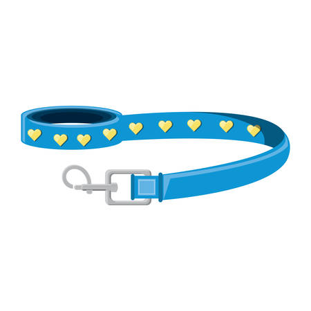 pet collar and leash over white background, vector illustrationのイラスト素材