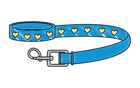 pet collar and leash over white background, vector illustrationのイラスト素材