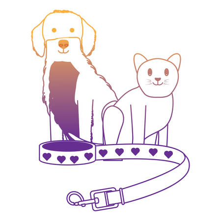pet collar with cute dog and cat over white background, vector illustrationのイラスト素材