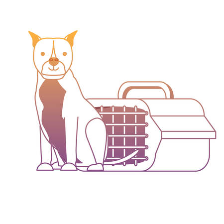 cute boxer dog and transport box over white background, vector illustrationのイラスト素材