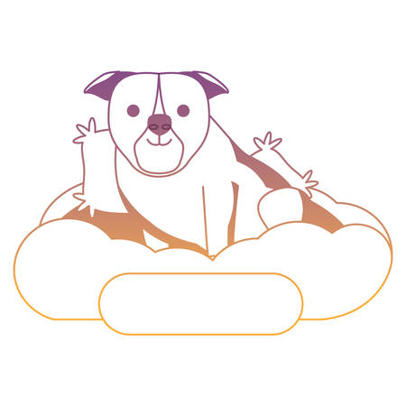 cute bulldog dog in bed over white background, vector illustrationのイラスト素材