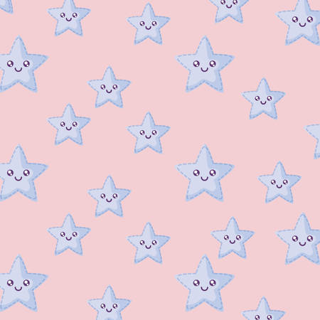 background of kawaii stars pattern over white background, vector illustrationのイラスト素材