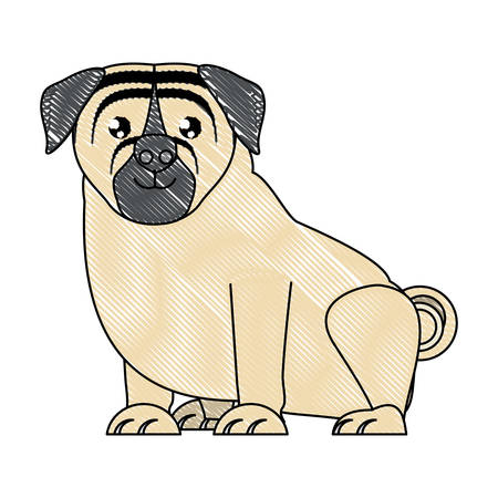 pug dog icon over white background, vector illustrationのイラスト素材