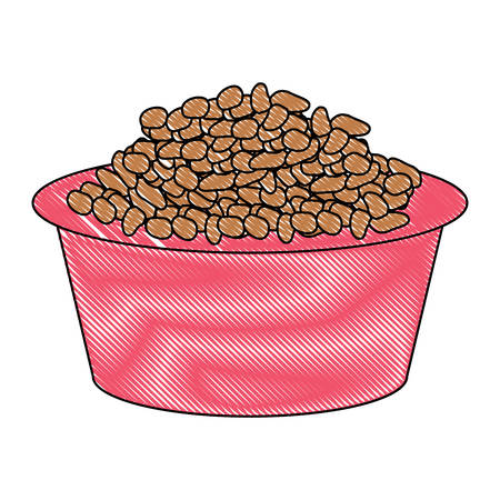bowl with dog food over white background, vector illustrationのイラスト素材
