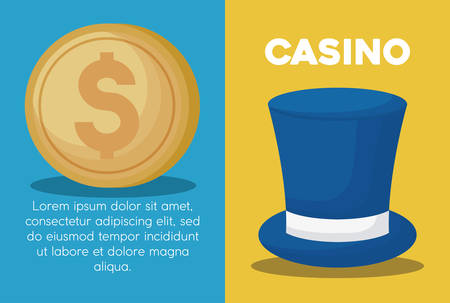 Infographic of casino concept with coin and top hat icon over colorful background, colorful design. vector illustrationのイラスト素材