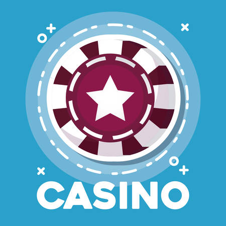 casino design with poker chip icon over blue  background, colorful design. vector illustrationのイラスト素材